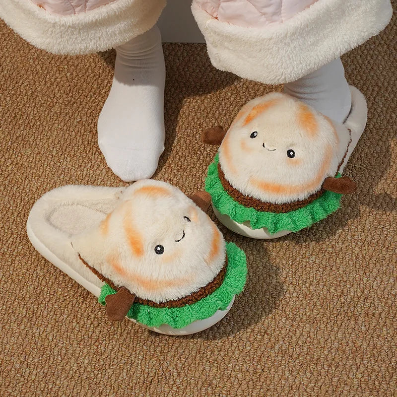 Cute French Fries Warm Fluffy Slippers for Couples