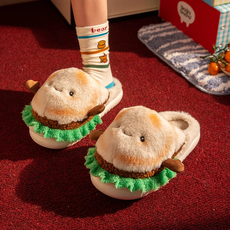 Cute French Fries Warm Fluffy Slippers for Couples